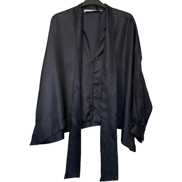 Zara silk boxy bow blouse size M - Picture 7 of 9